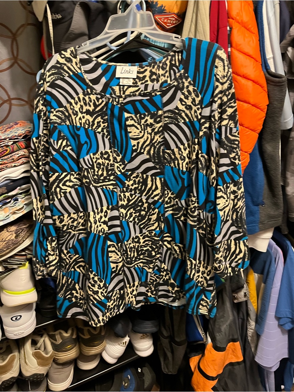 Link Blue, Black & Cream Abstract Animal-Print Tunic